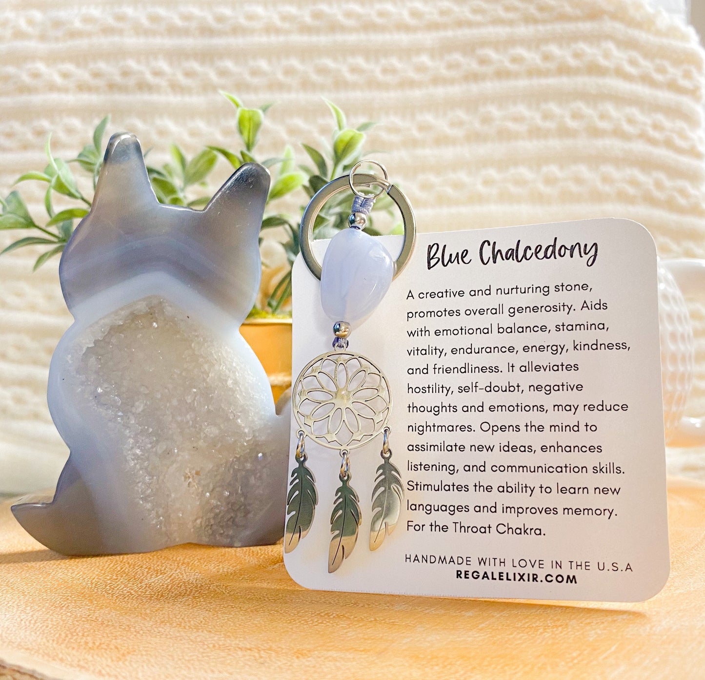 Blue Chalcedony Keychain