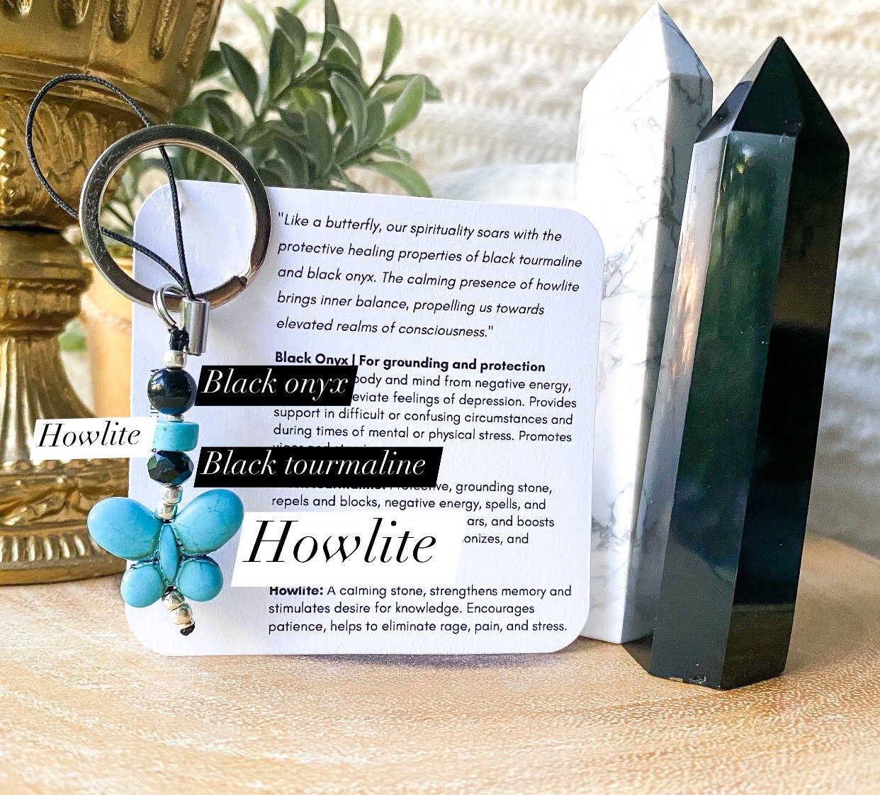 Black Tourmaline Keychain Black Onyx