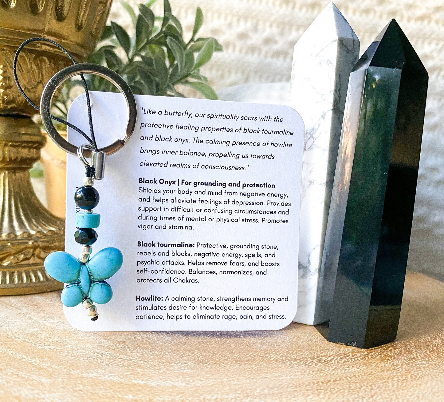 Black Tourmaline Keychain Black Onyx