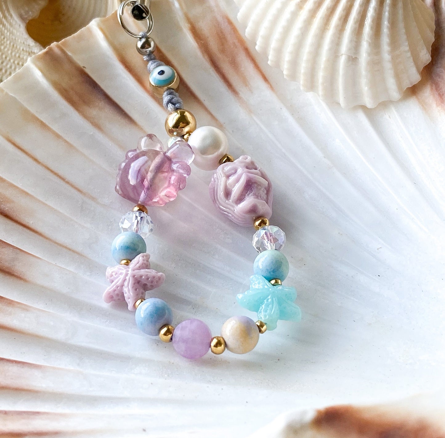 Evil Eye and Fluorite Protection Keychain