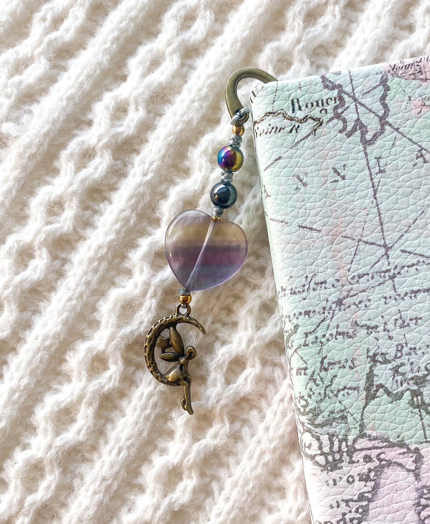 Bookworm Beaded Bookmark with Crystals - Gift for Book Lovers Educators and Fairy Lovers