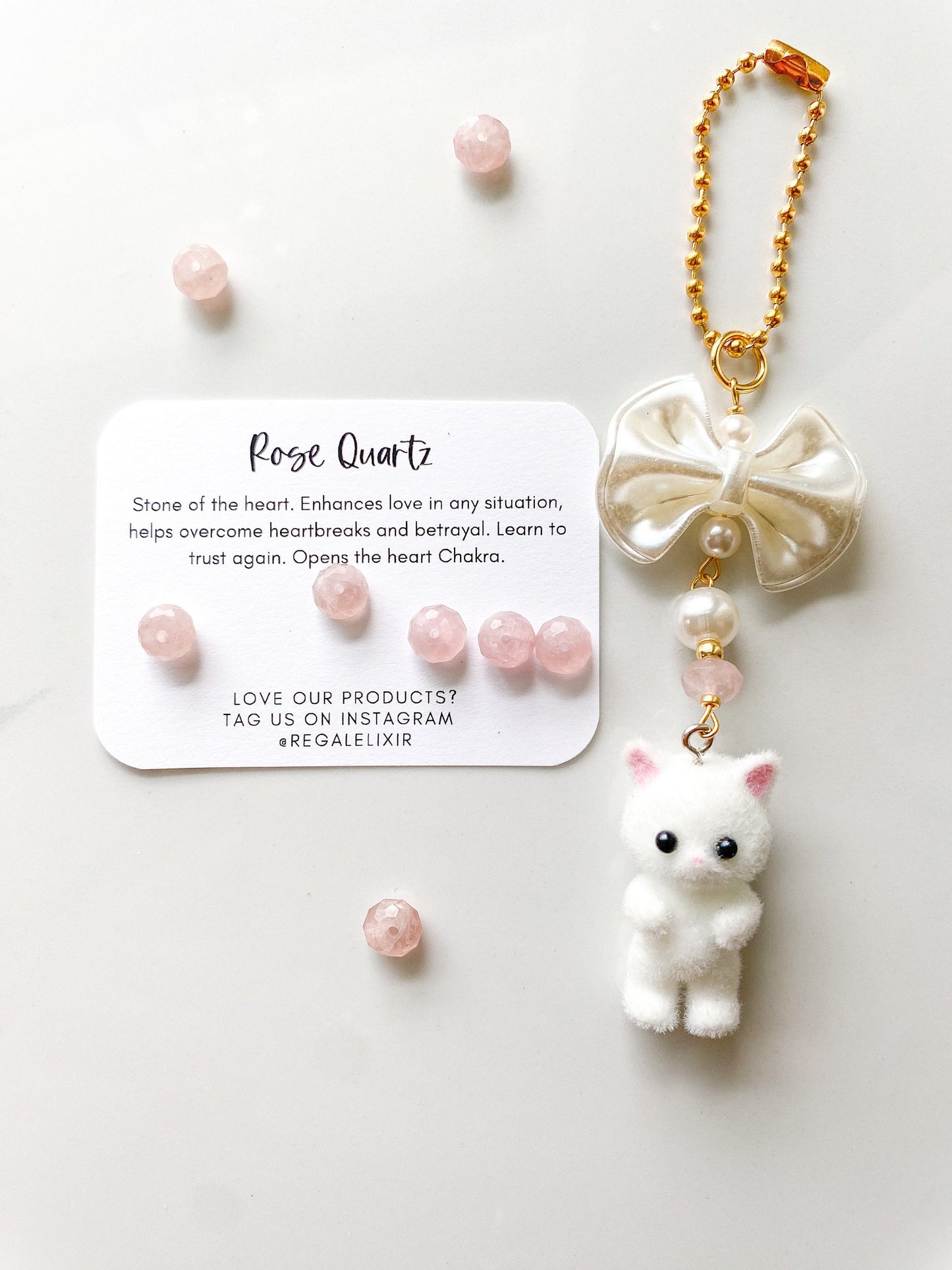 White Cat Tumbler Charm