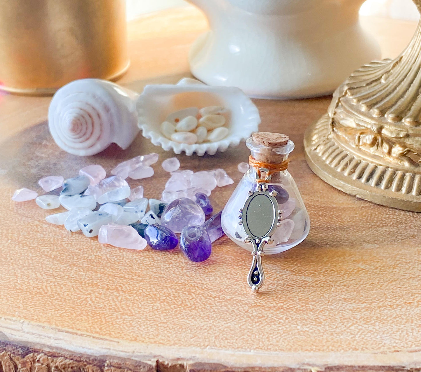 Aphrodite Attraction Keychain - Altar Bracelet and Love Spell bottle
