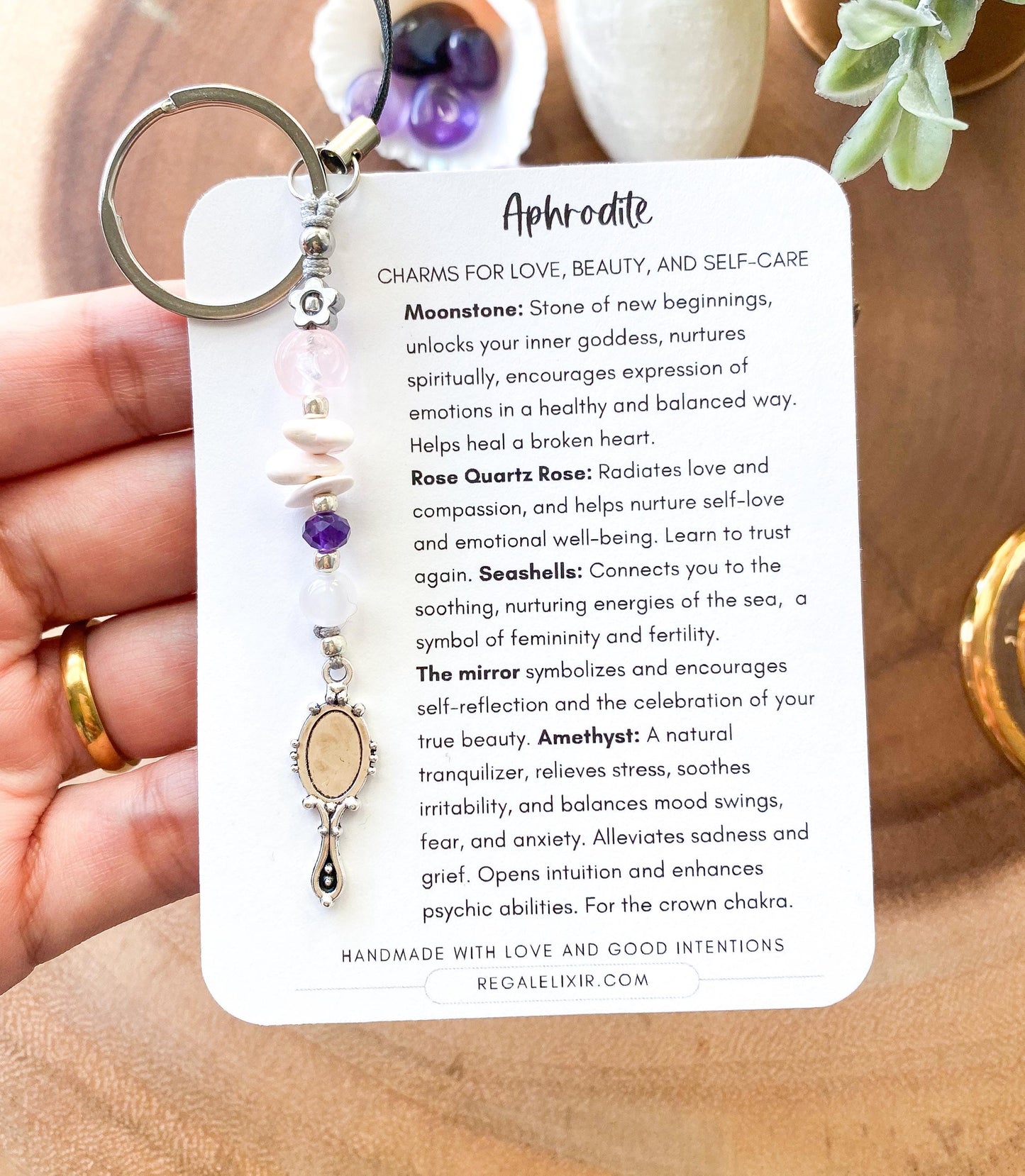 Aphrodite Attraction Keychain - Altar Bracelet and Love Spell bottle