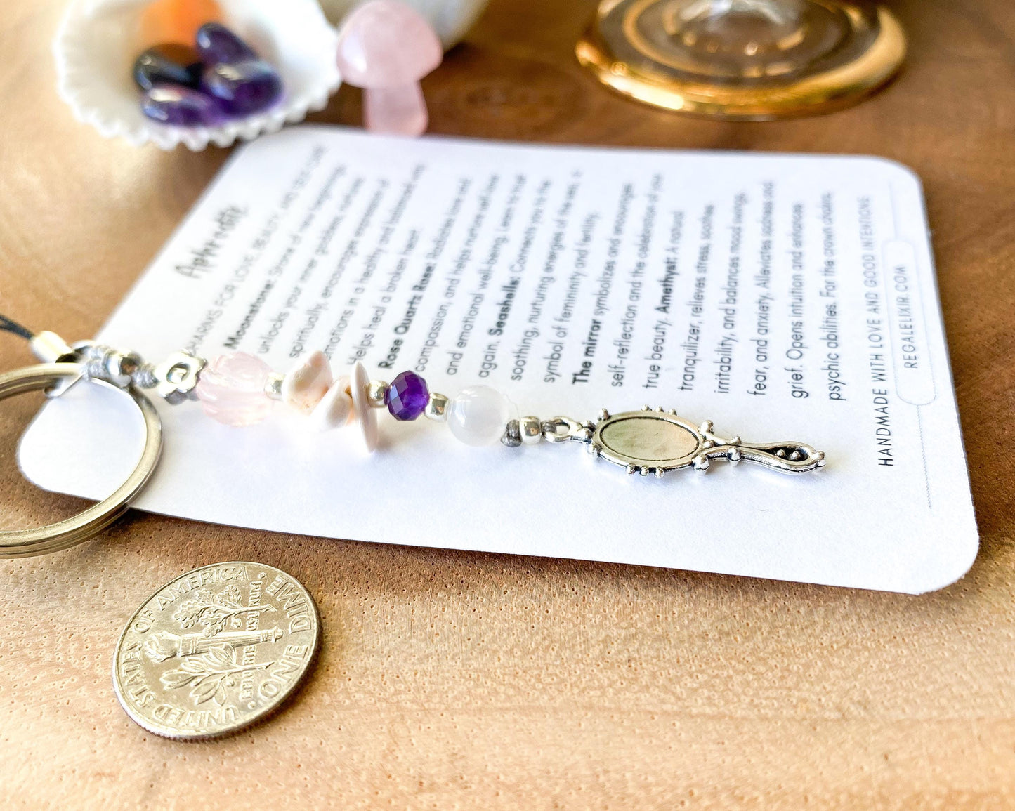 Aphrodite Attraction Keychain - Altar Bracelet and Love Spell bottle