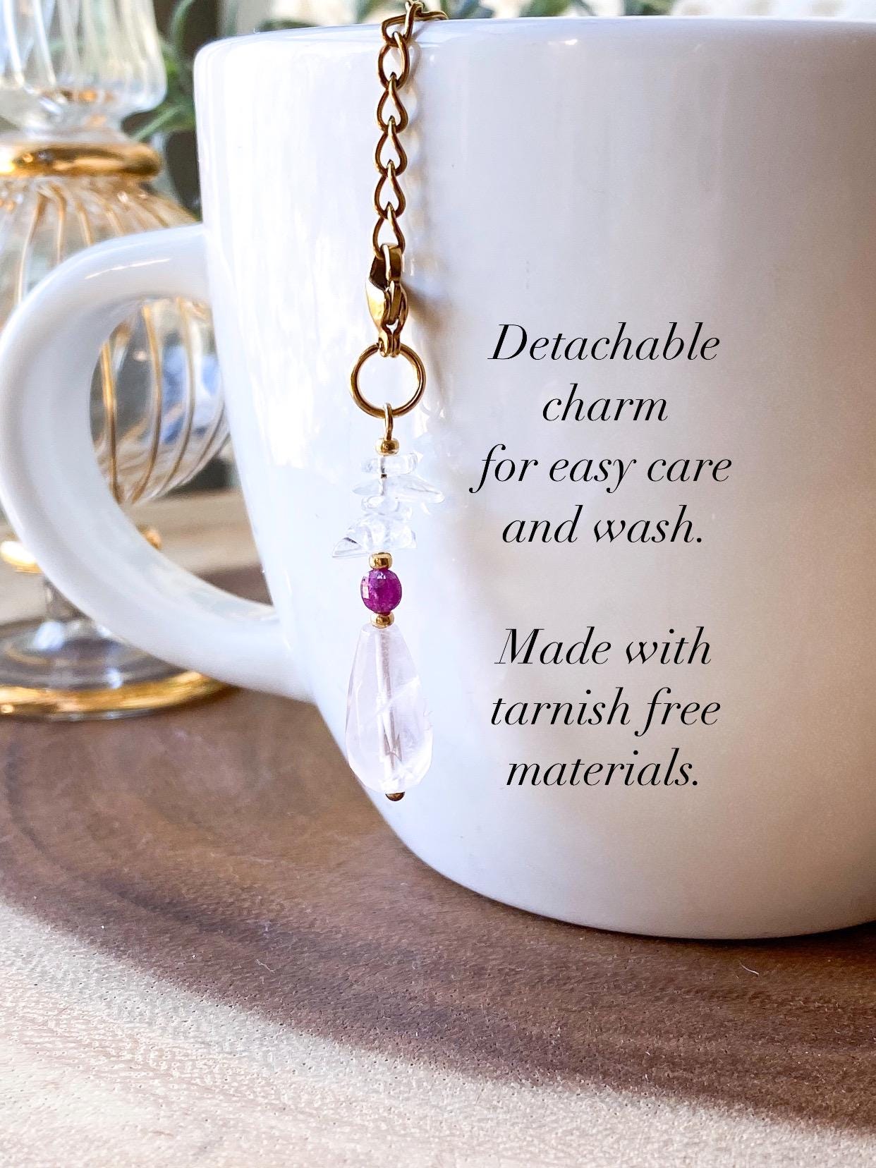 Attract love - Crystal Tea Infuser with Heart Strainer - Gift for Tea Lovers