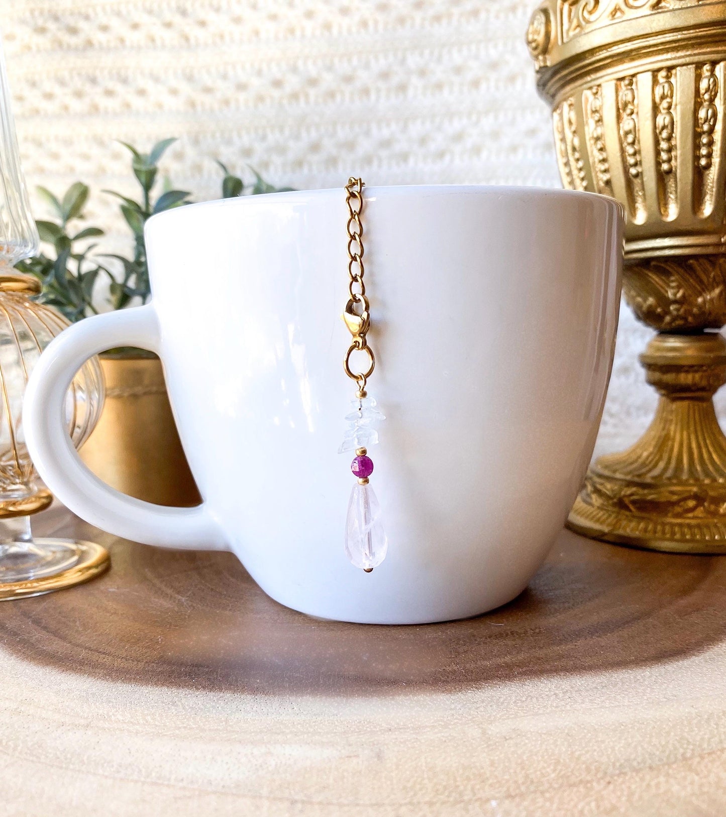 Attract love - Crystal Tea Infuser with Heart Strainer - Gift for Tea Lovers