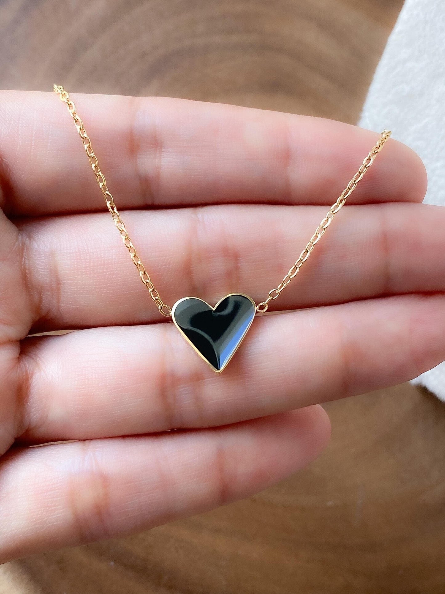 Tiny Black Heart Screw Back Earrings - Hypoallergenic Surgical Steel