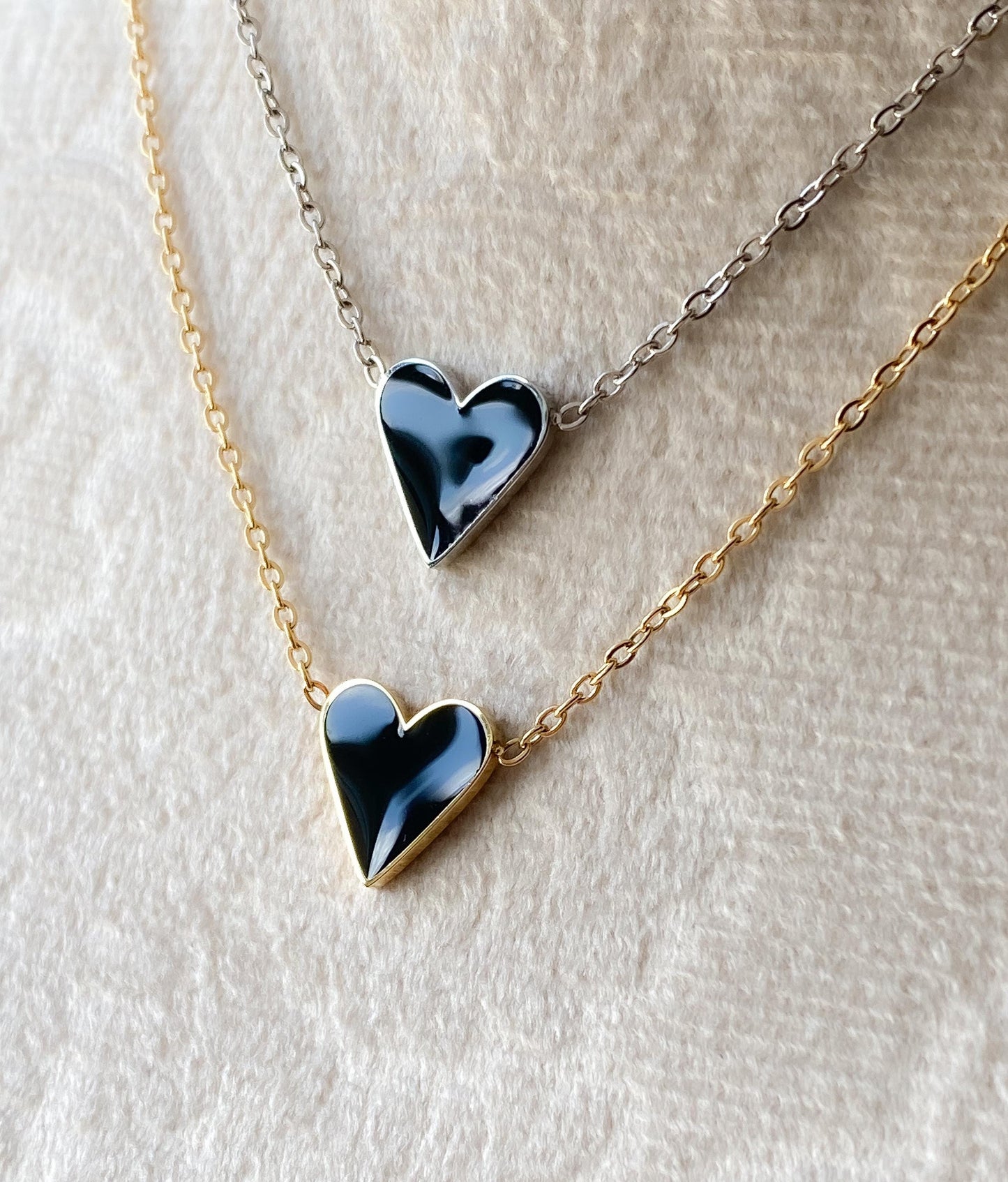 Tiny Black Heart Screw Back Earrings - Hypoallergenic Surgical Steel