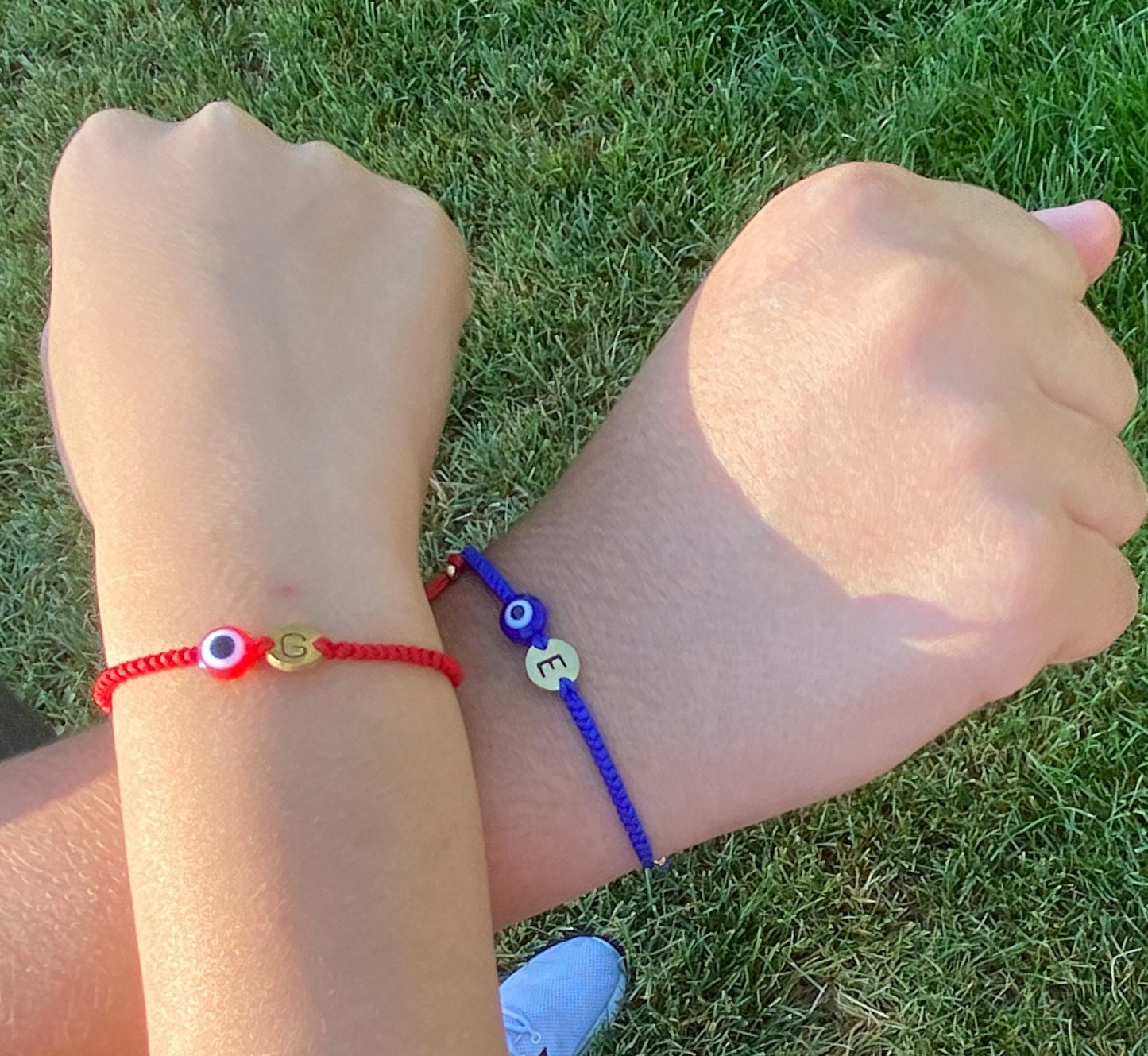 Red Evil Eye Bracelet with Initial