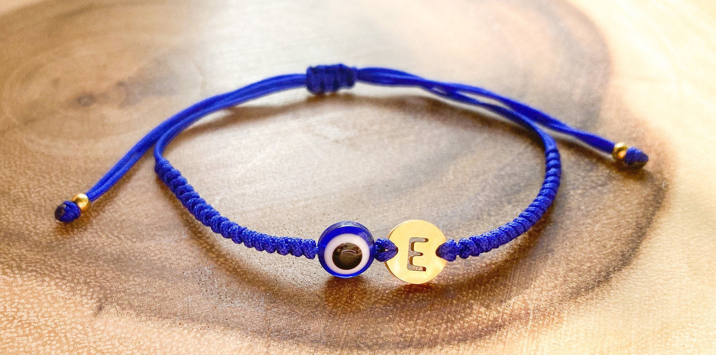 Red Evil Eye Bracelet with Initial
