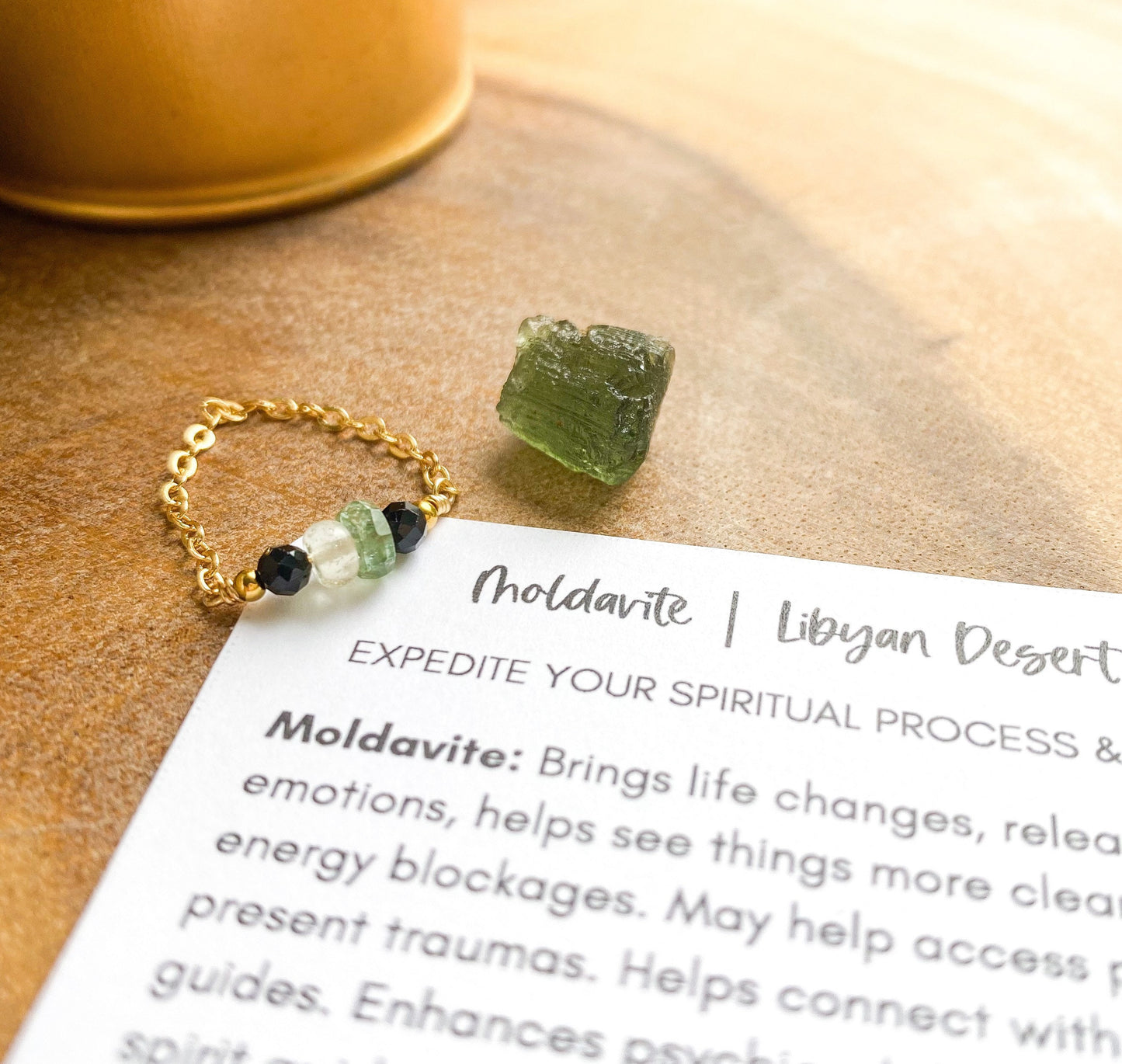 Moldavite Gold Filled Ring