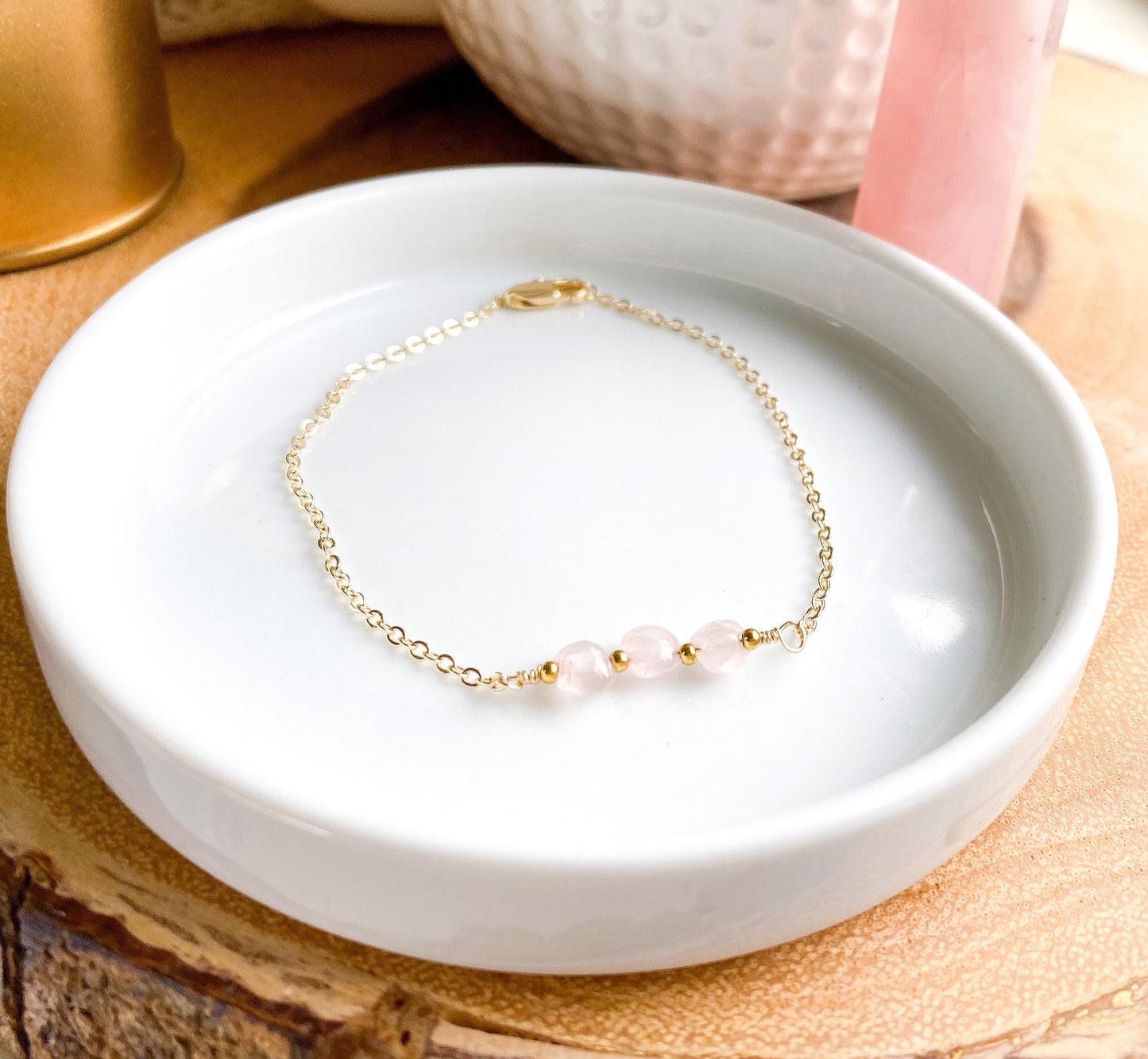 Gold Chain Rose Quartz Bracelet