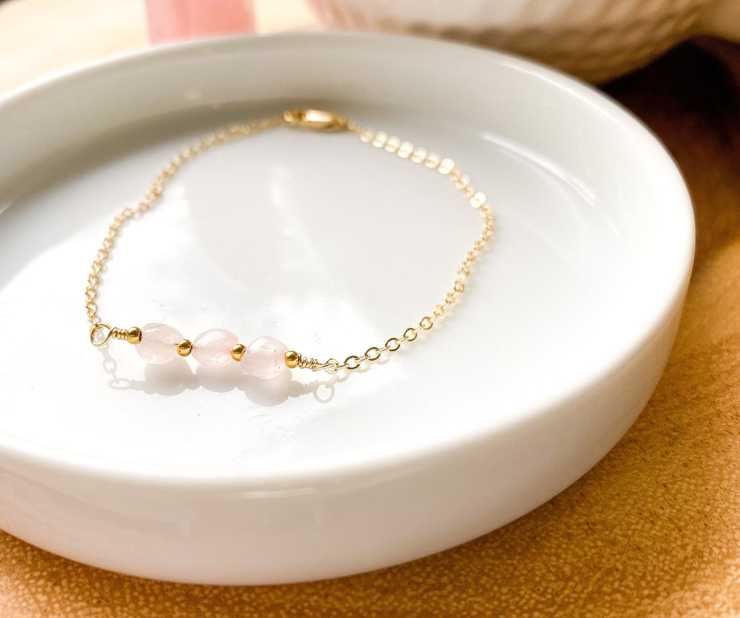 Gold Chain Rose Quartz Bracelet
