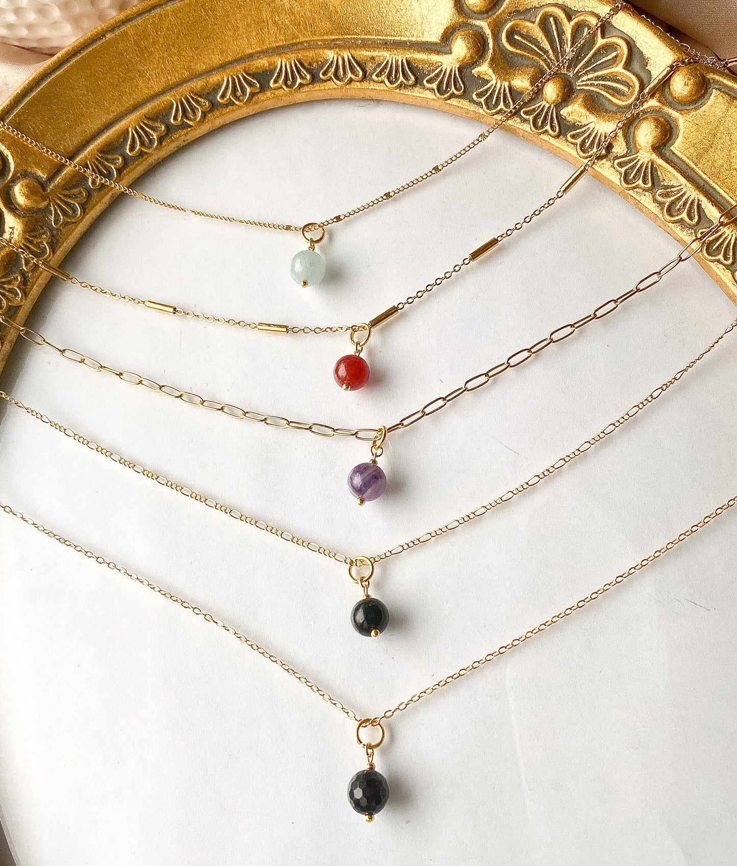 Carnelian - Amethyst - Black Onyx - Aquamarine Pendant & Necklace