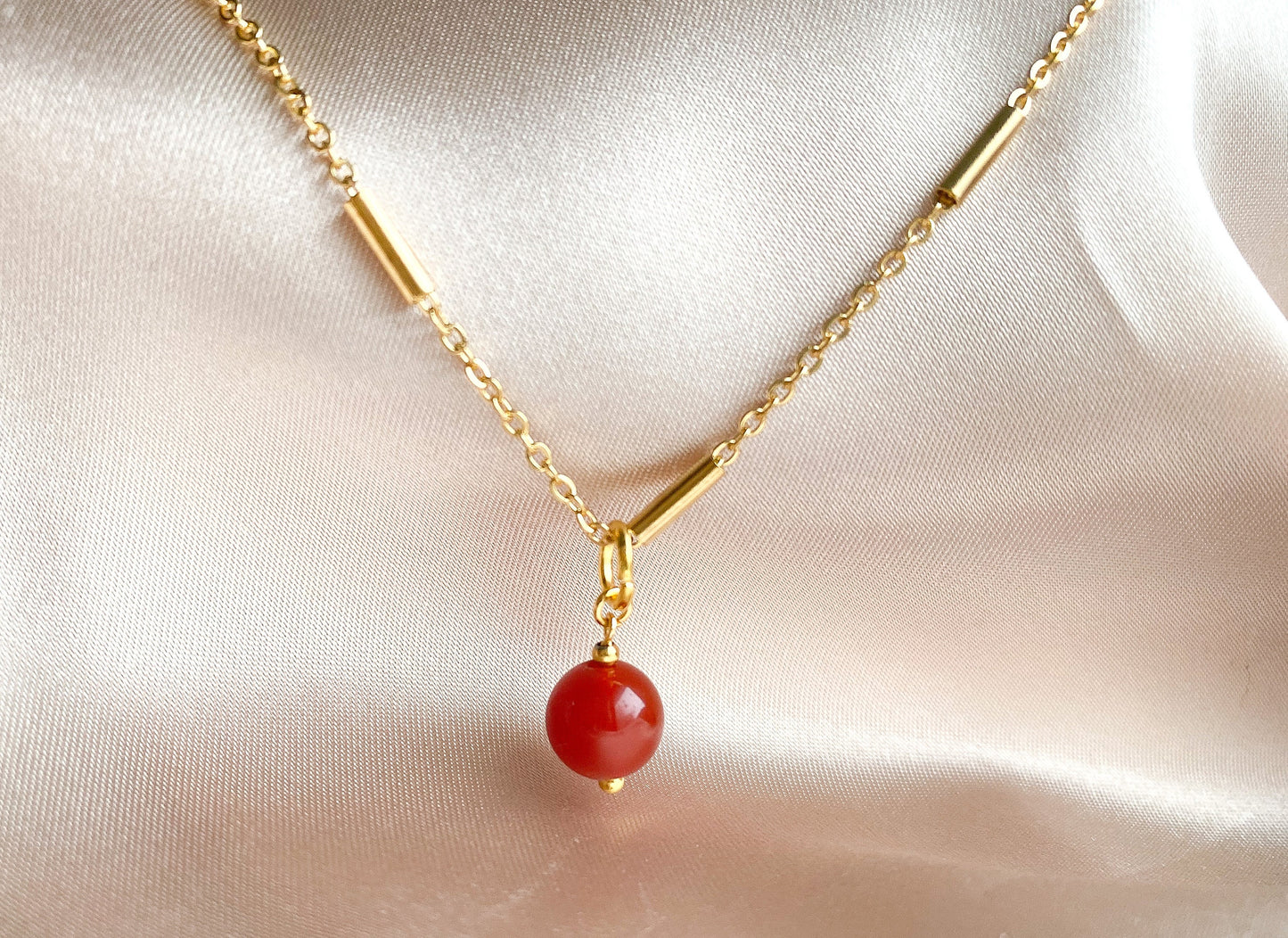 Carnelian - Amethyst - Black Onyx - Aquamarine Pendant & Necklace