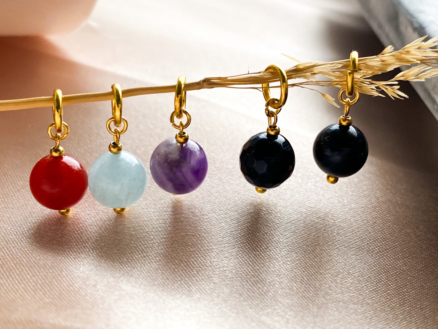 Carnelian - Amethyst - Black Onyx - Aquamarine Pendant & Necklace