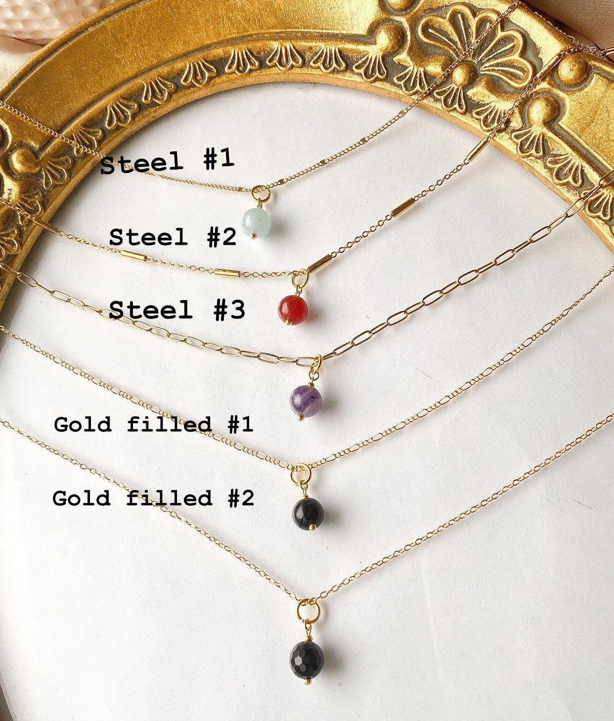Carnelian - Amethyst - Black Onyx - Aquamarine Pendant & Necklace