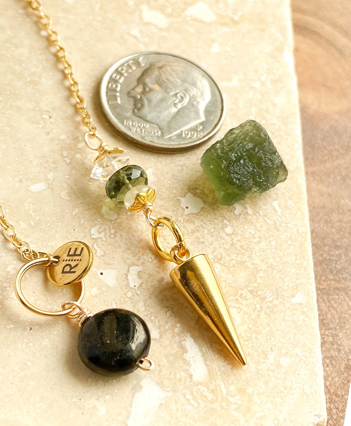 Moldavite | Herkimer | Libyan Desert Glass Pendulum