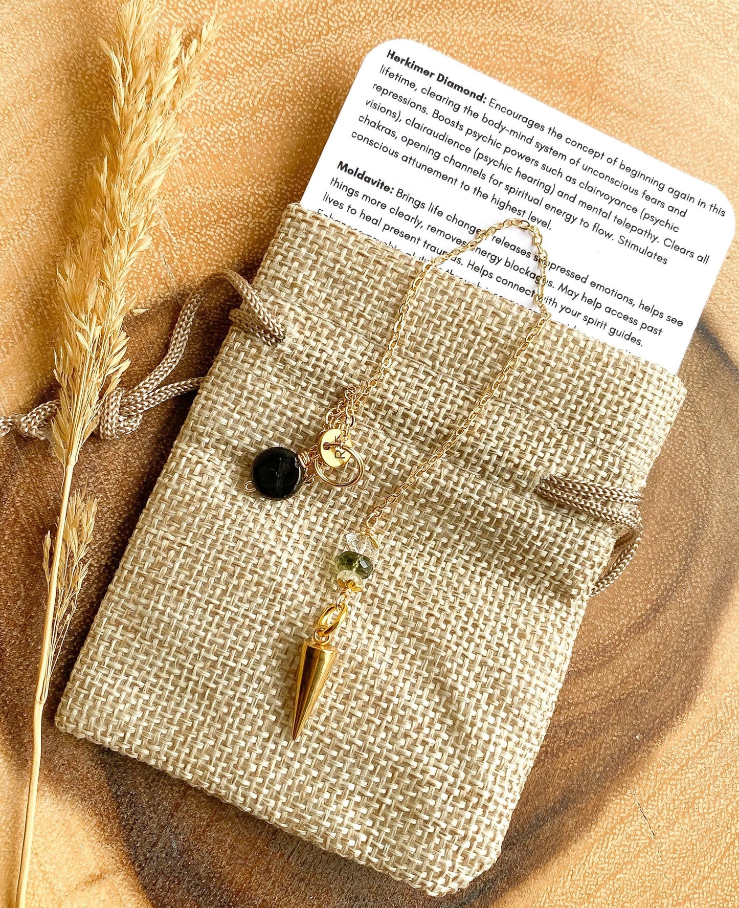 Moldavite | Herkimer | Libyan Desert Glass Pendulum