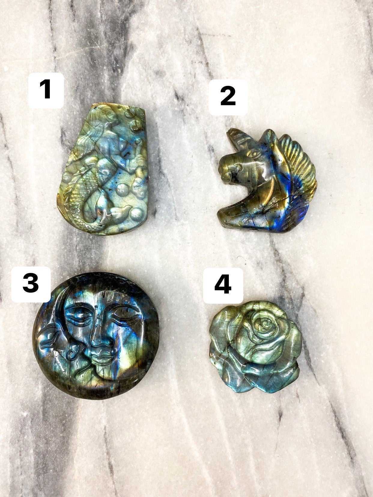 Labradorite Sun & Moon & Hearts