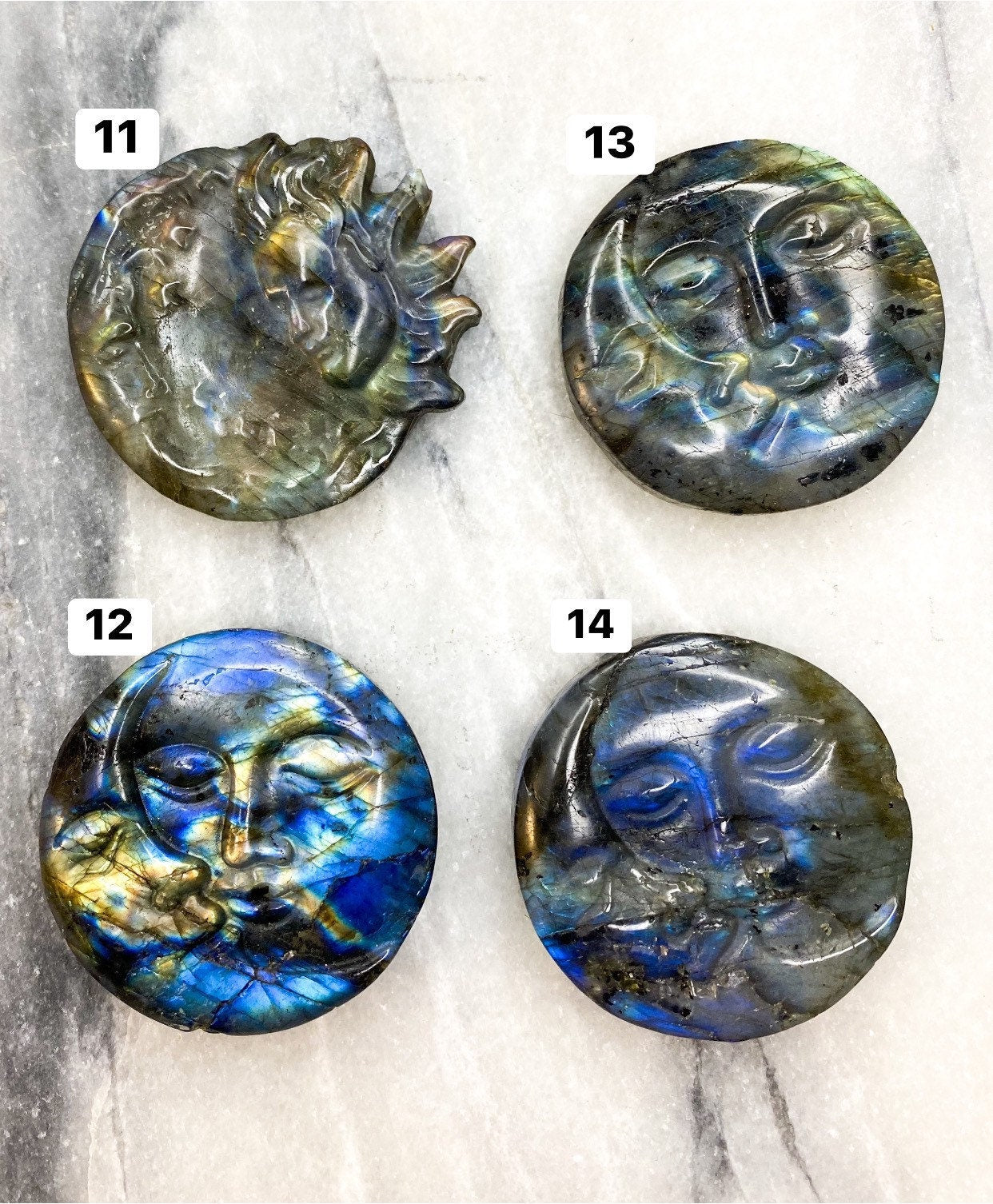 Labradorite Sun & Moon & Hearts