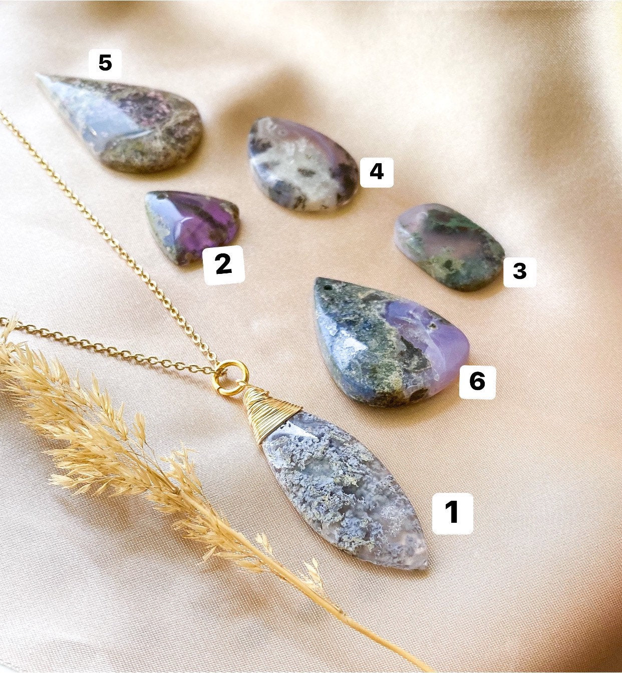 Purple Moss Agate Pendant & Necklace | YOU CHOOSE