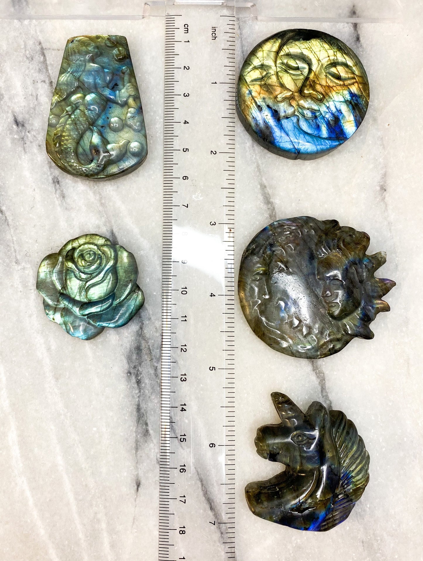 Labradorite Sun & Moon & Hearts
