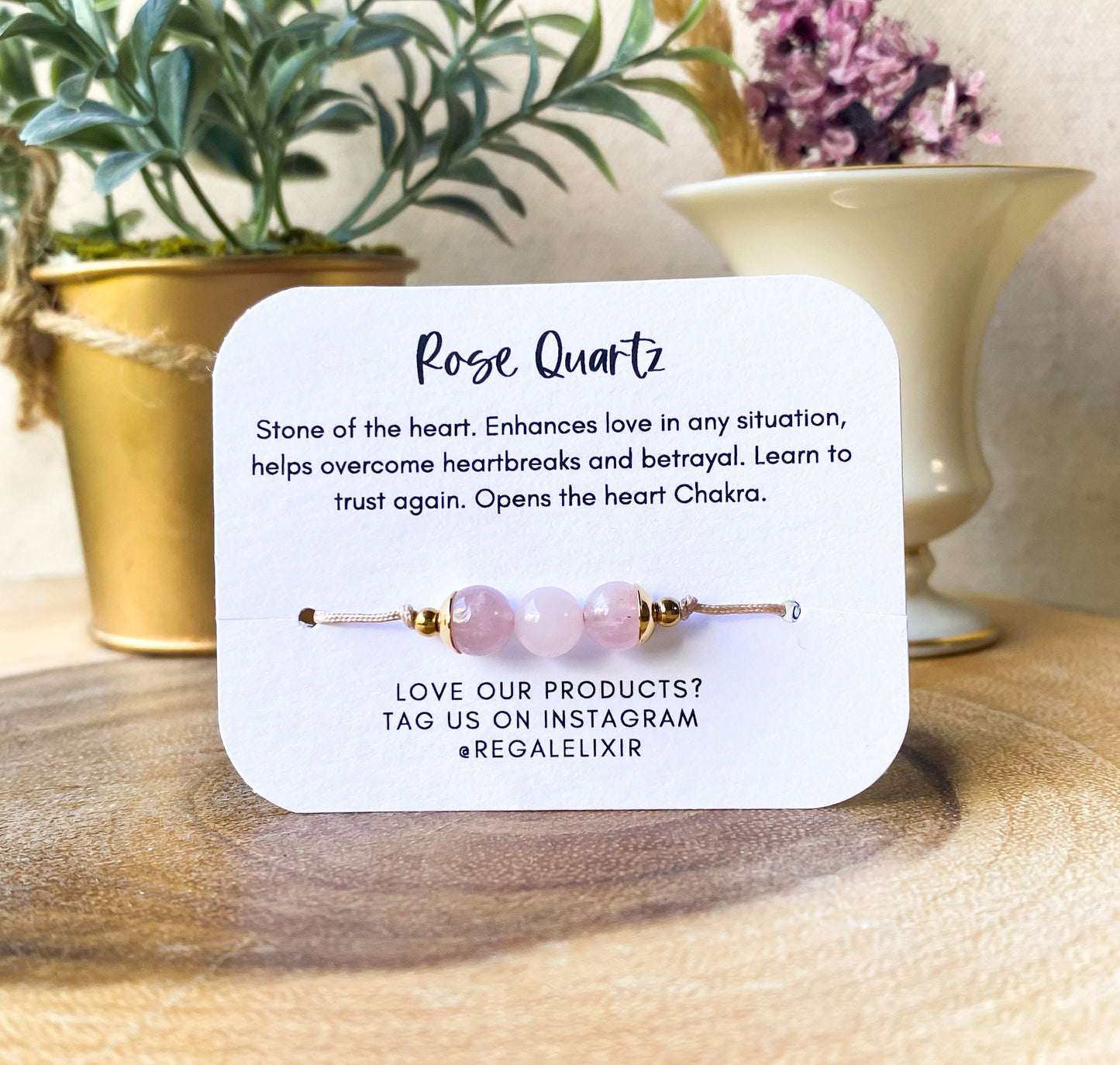 Rose Quartz - Gold Accent