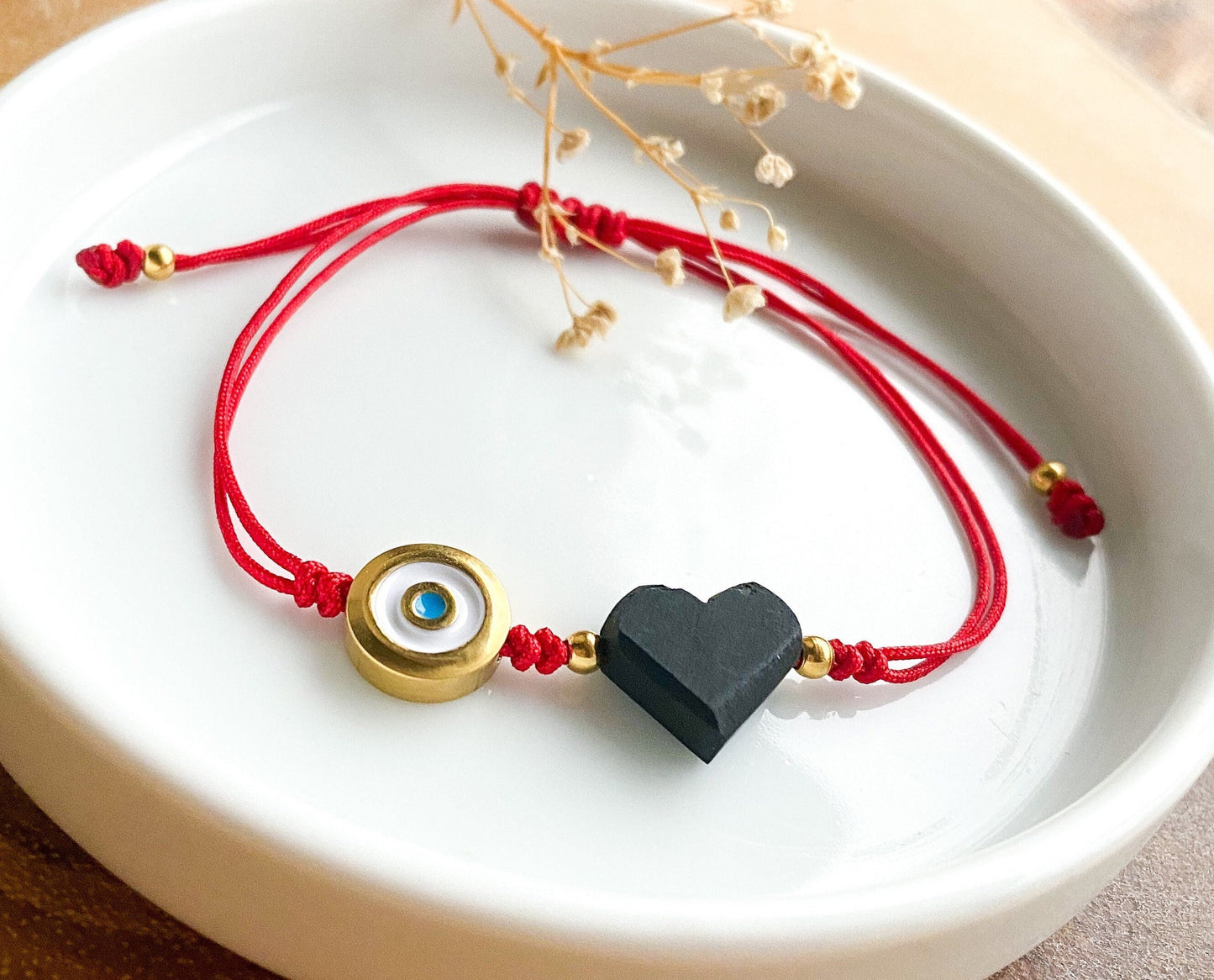 Azabache heart bracelet | protection bracelet | genuine azabache bracelet | red string azabache bracelet