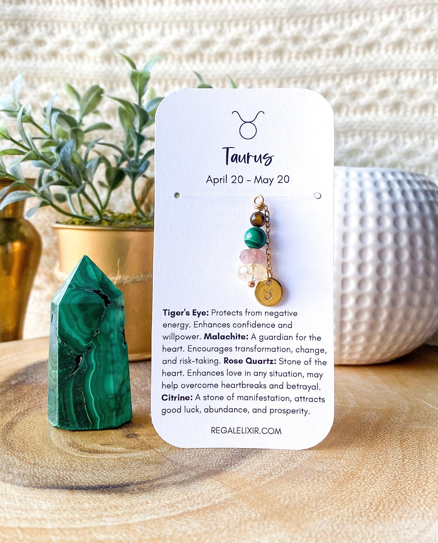 Taurus Zodiac Necklace with crystals