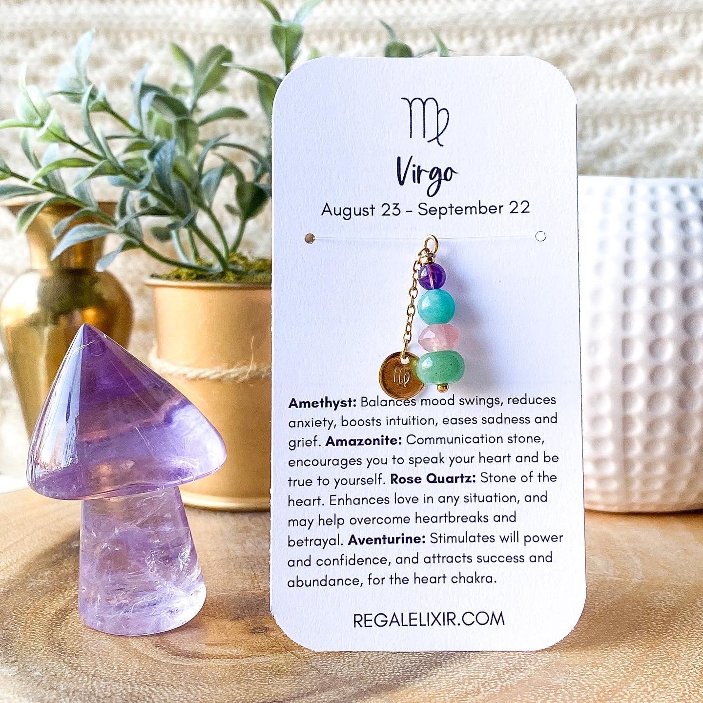 Virgo Zodiac Necklace with crystals