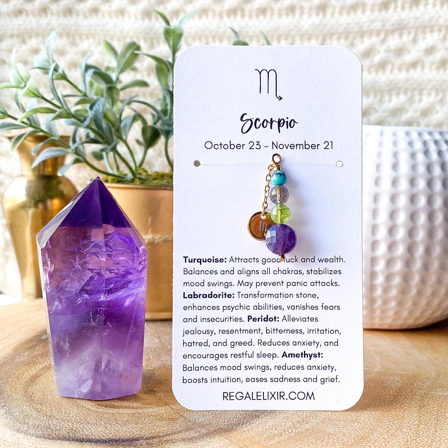 Scorpio Libra Zodiac Necklace with crystals