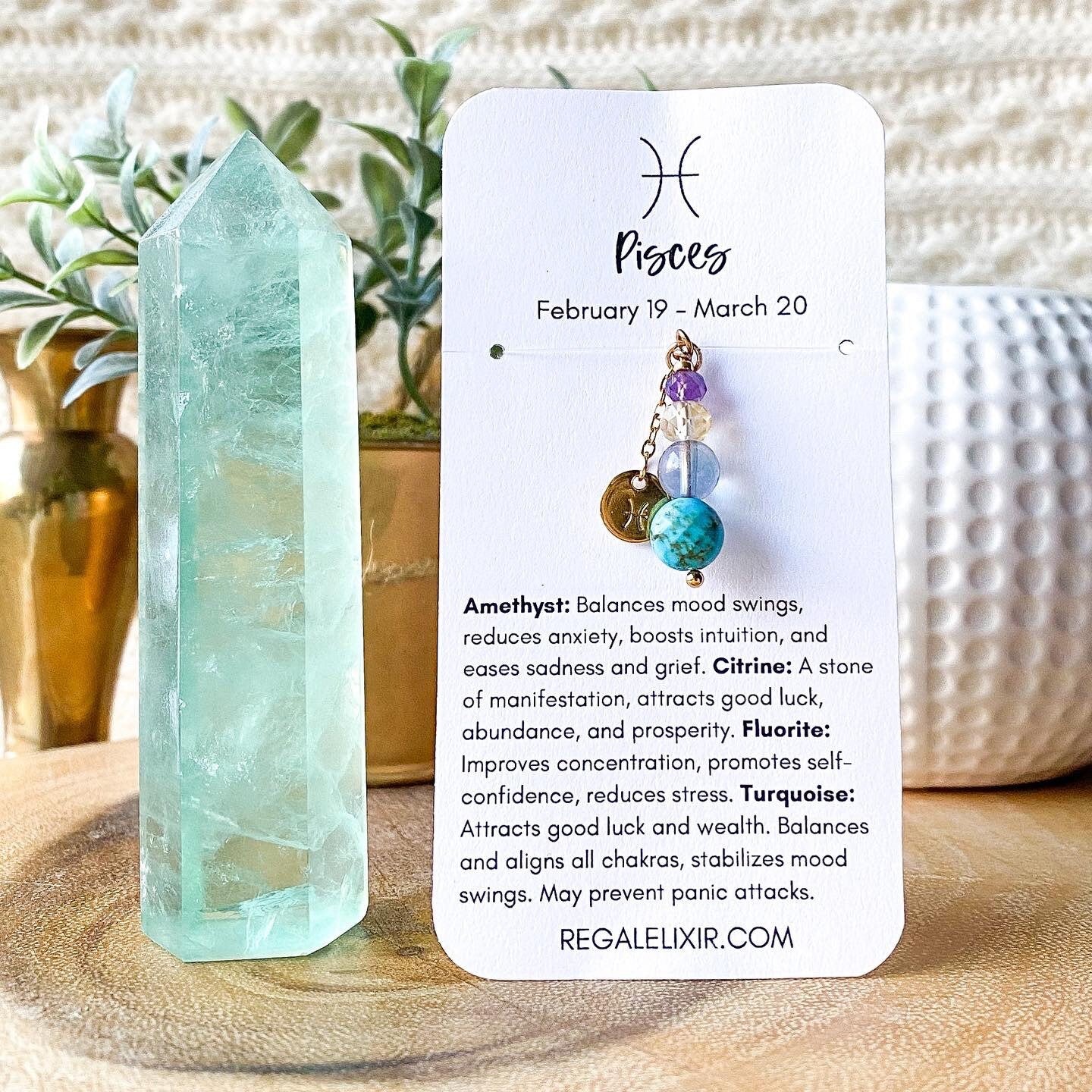 Pisces Zodiac Necklace with crystals