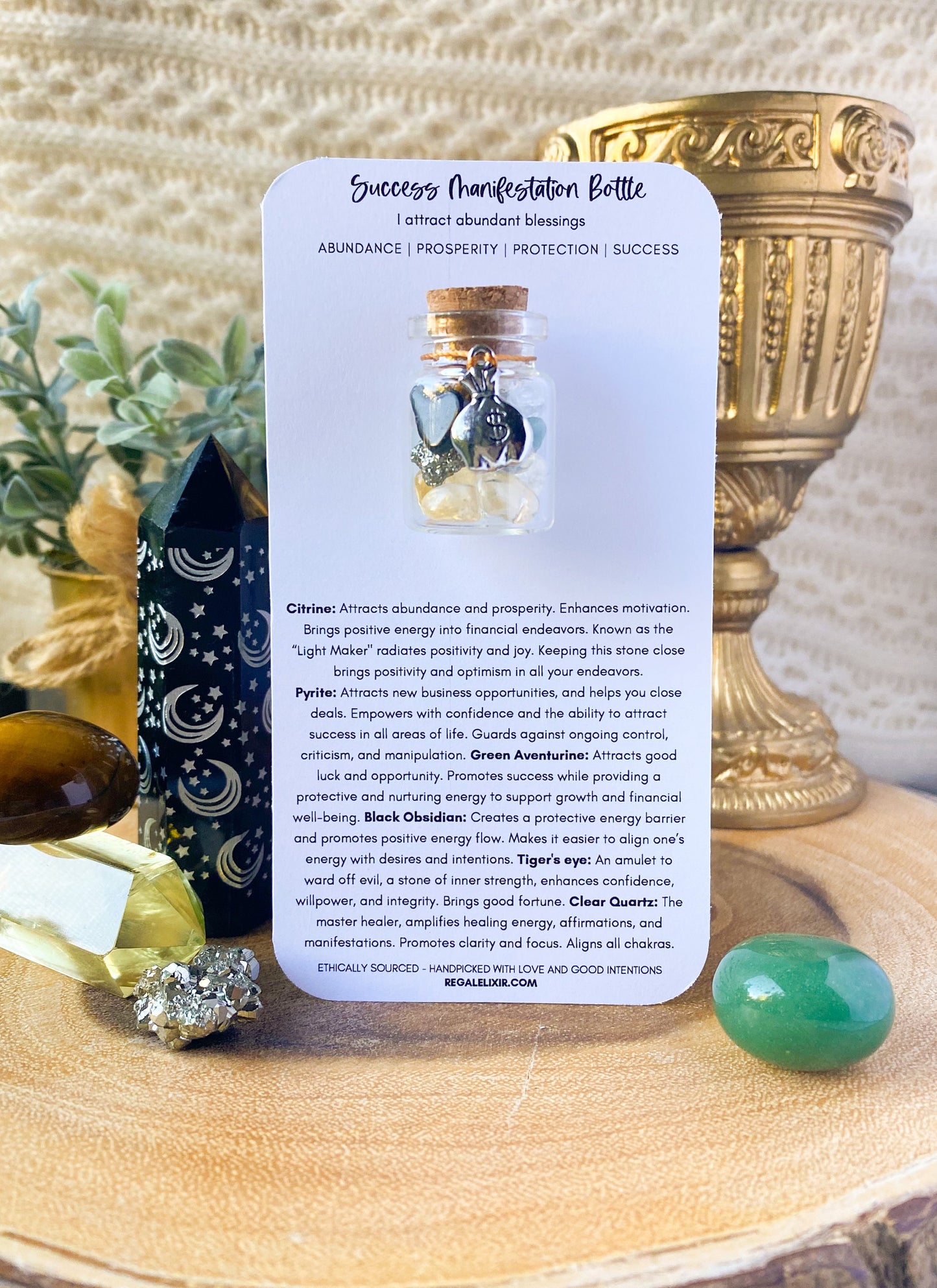 Attract abundance and prosperity crystal bottle