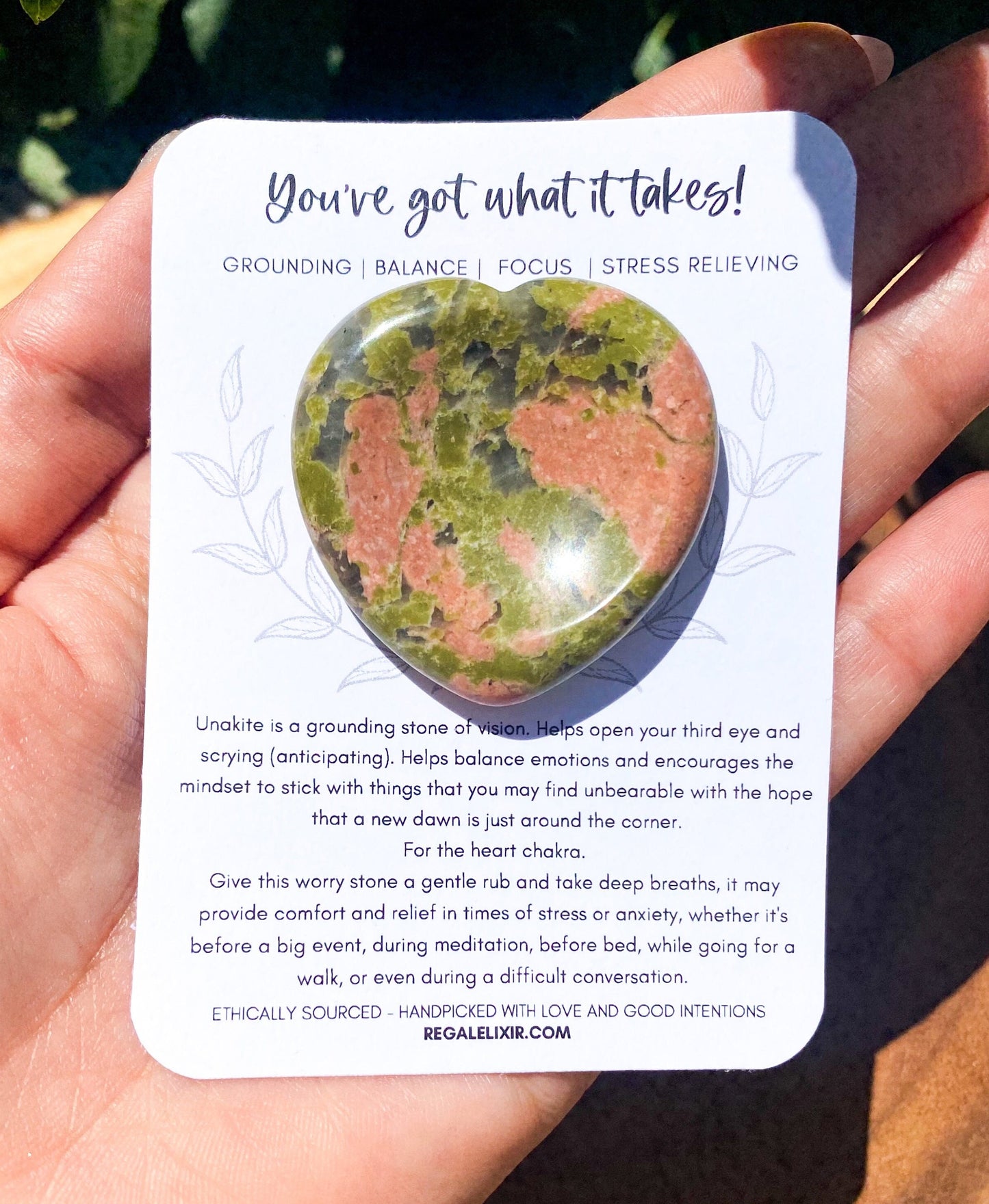 Unakite Worry Stone - heart shape