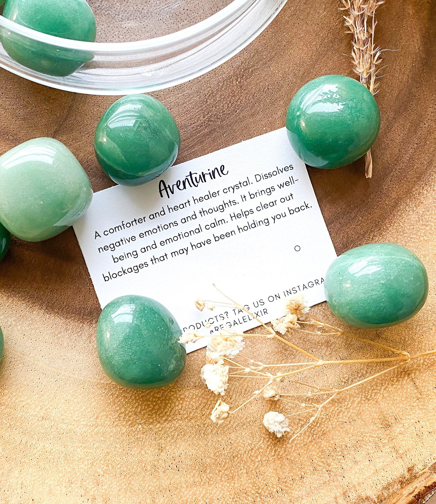 Green aventurine tumbled, pocket stone