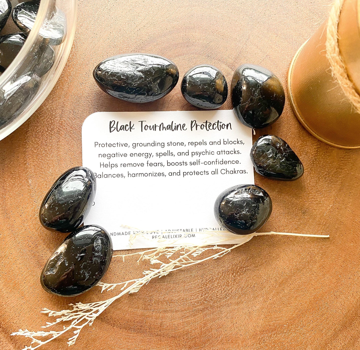 Black tourmaline tumbled, pocket stone