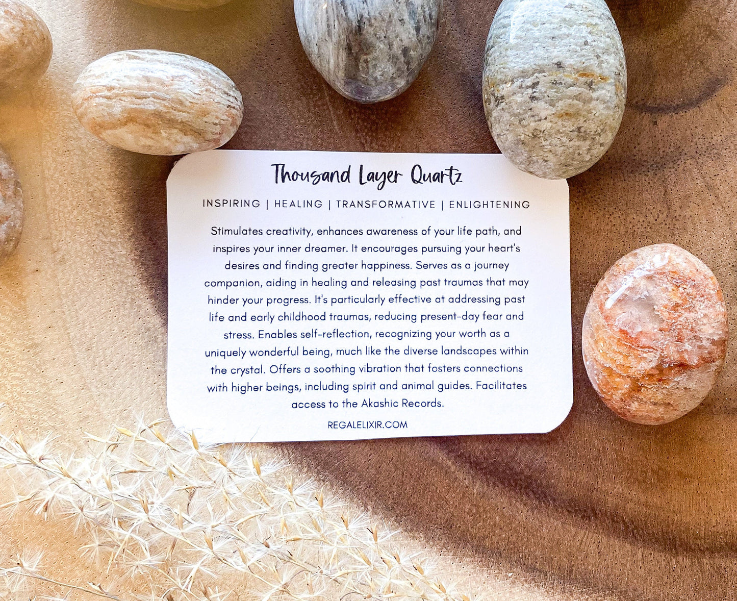 Thousand layer quartz tumbled, pocket stone