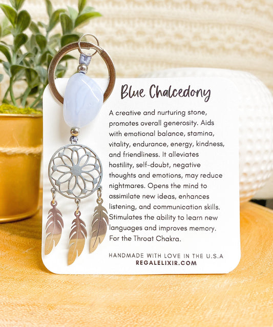 Blue Chalcedony Keychain