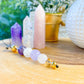 Amethyst keychain, genuine Amethyst sphere, natural Rose Quartz sphere, clear Quartz charm