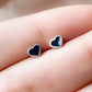 Tiny Black Heart Screw Back Earrings - Hypoallergenic Surgical Steel