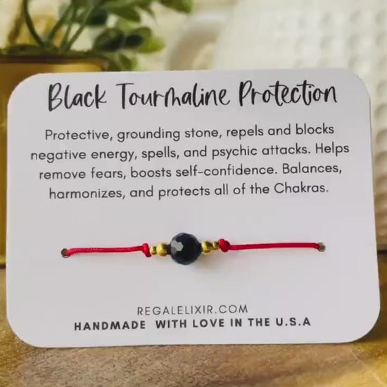 Black tourmaline bracelet | protection bracelet | black tourmaline with red string black tourmaline gold bracelet empath protection bracelet