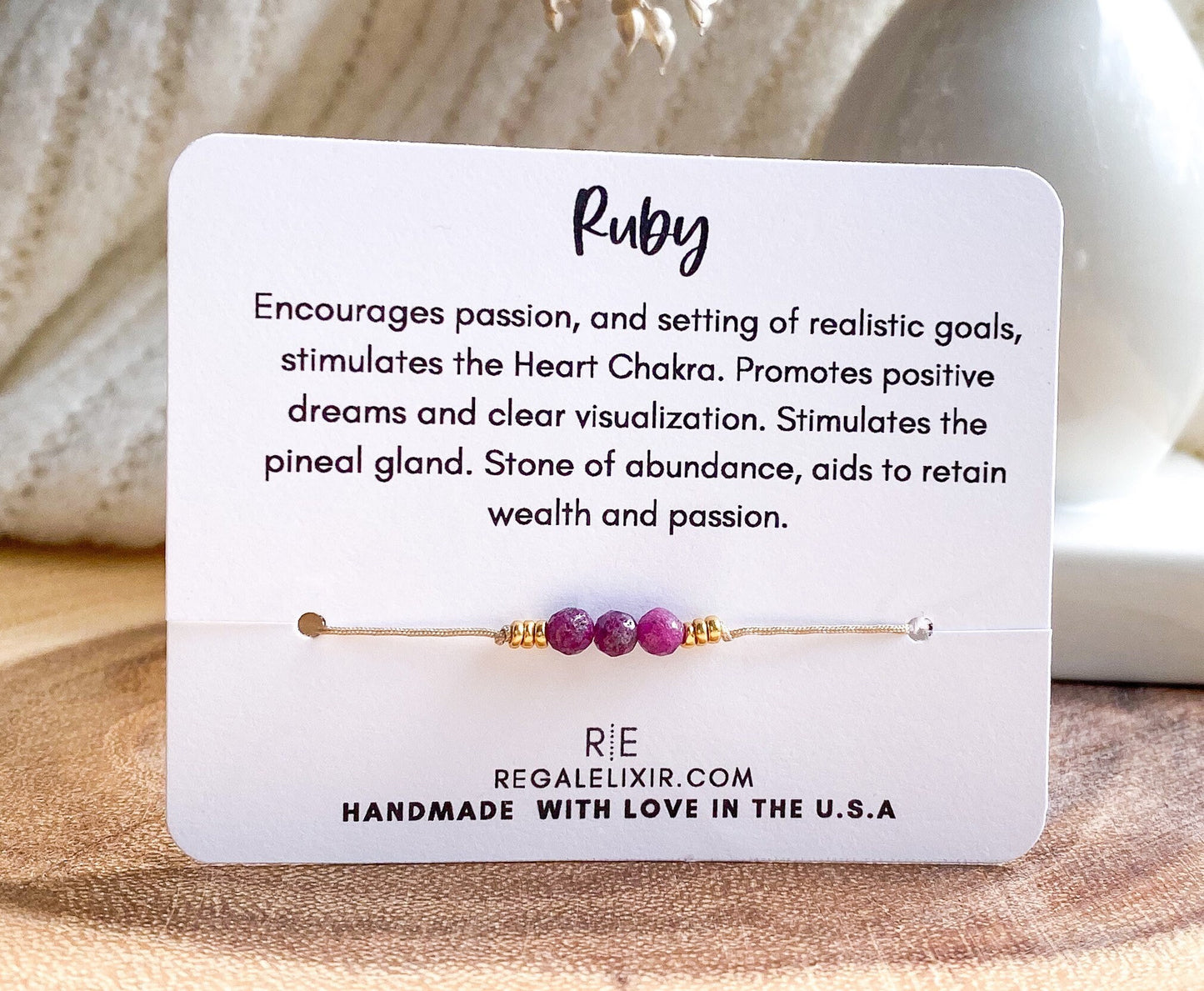 Ruby Bracelet - 3 Beads