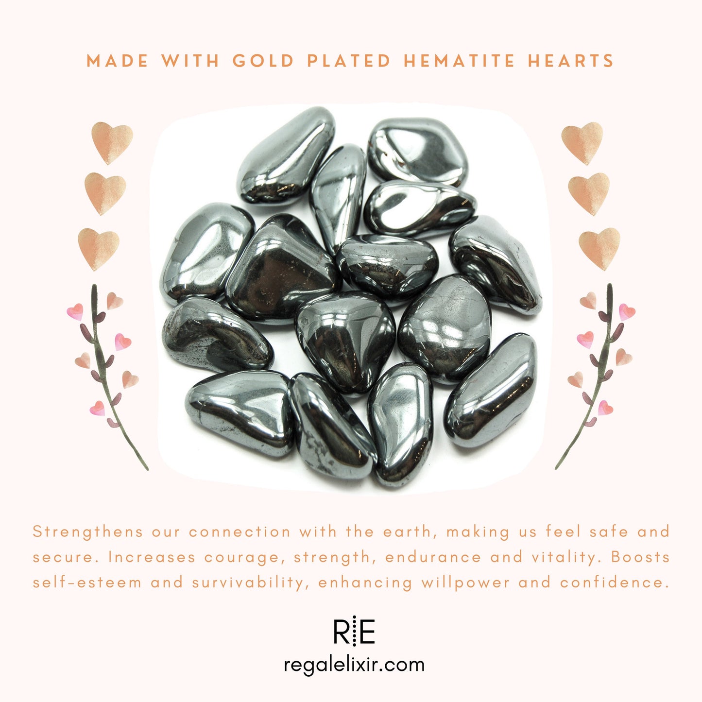 Mom & Me Gold Hematite Hearts Set