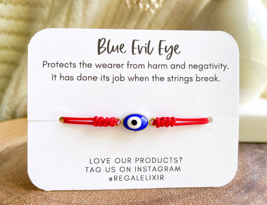 Blue Evil Eye Bracelet - Red String | Braided
