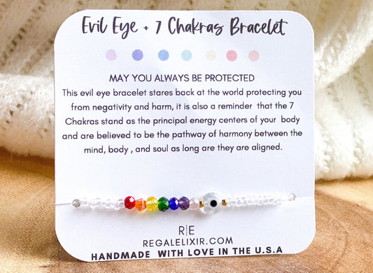 Evil Eye Bracelet with Chakra Beads
