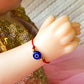 Mini Blue Evil Eye with Red String Bracelet