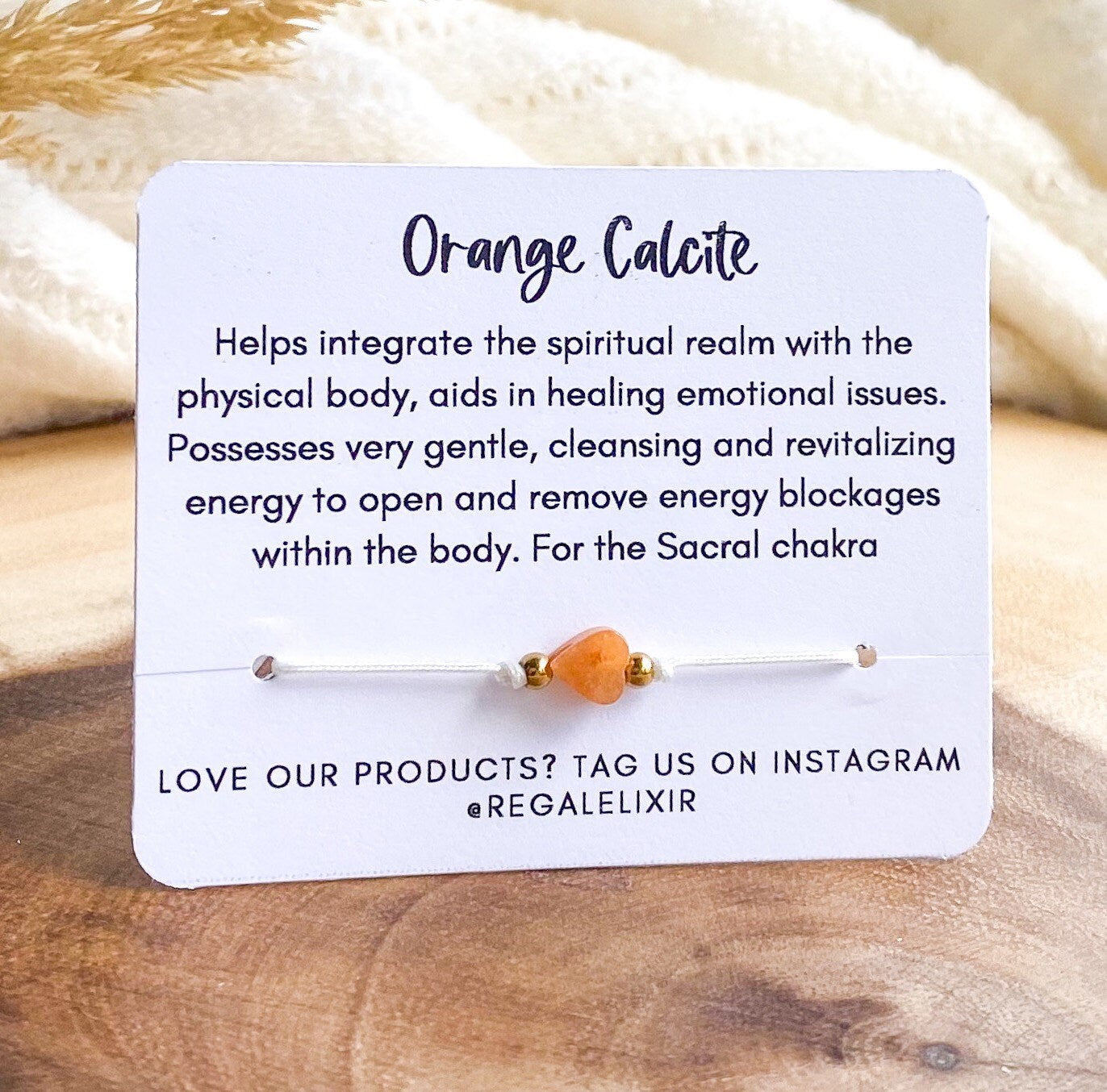 Orange Calcite Heart Bracelet