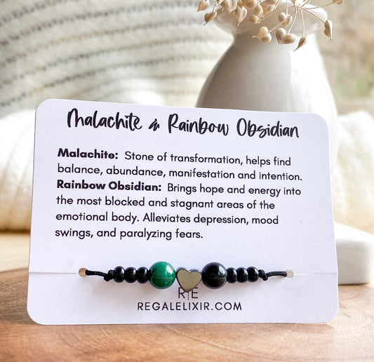 Malachite & Rainbow Obsidian Bracelet